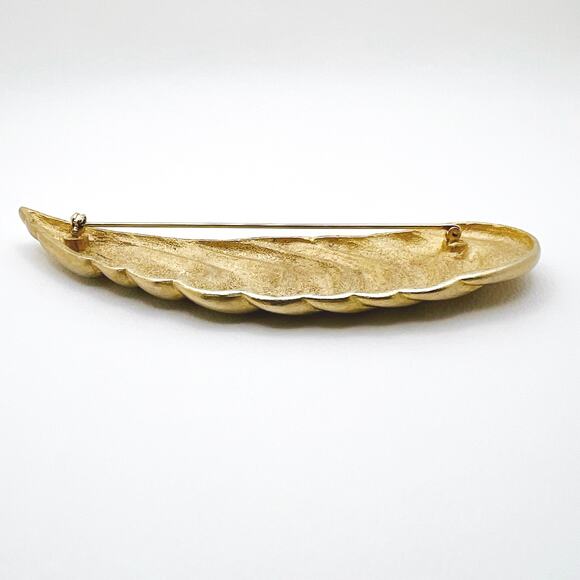 Vintage MCM Large Brushed Matte Gold Tone Sculpted Wing Statement Brooch (EUC) - Picture 4 of 8